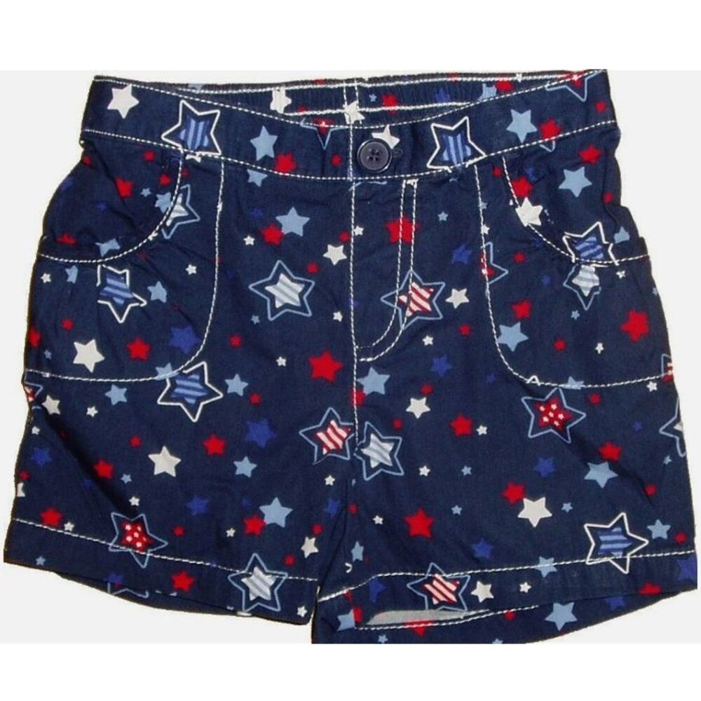 Girls Patriotic Red White Blue Shorts Memorial Day Holiday Summer Pant